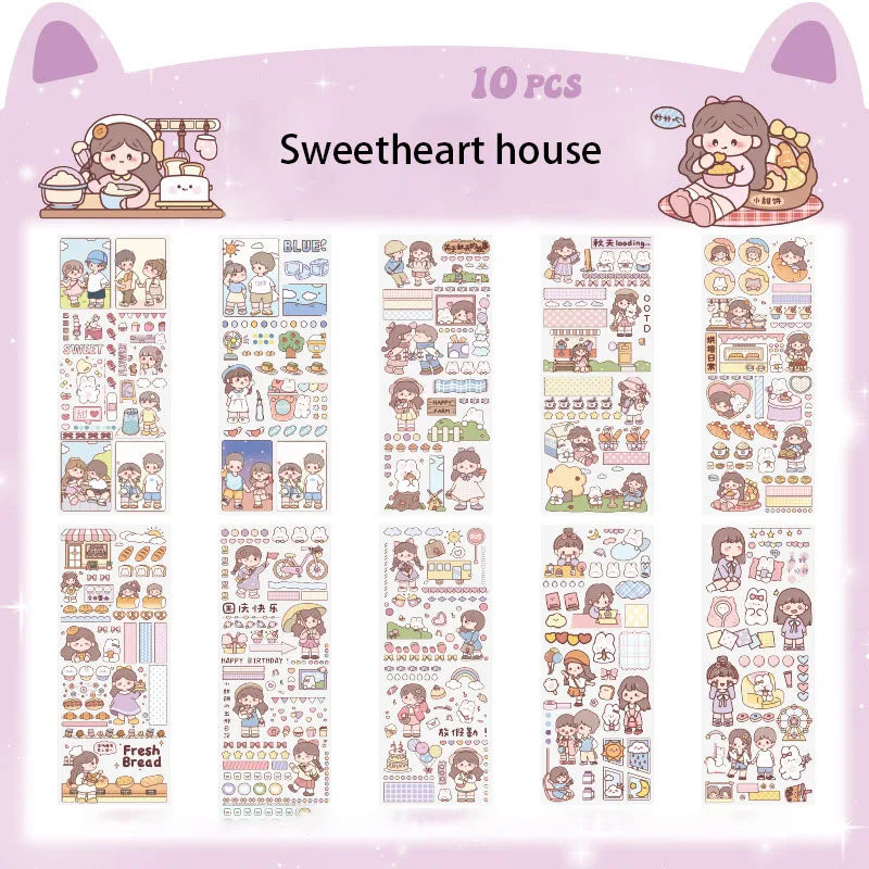 10pcs/Pack Cartoon Patterns Decorative Stickers