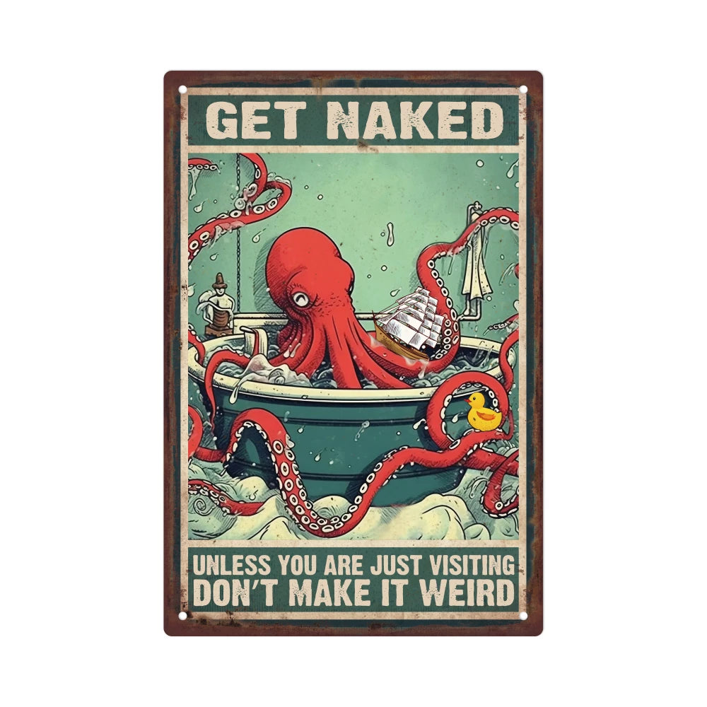 Octopus Tin Signs, Retro Plaque Vintage Poster, Wall Art