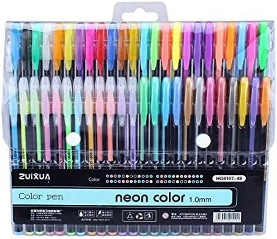 48 Gel Color Pens, Gel Ink Glitter Pen color Art Markers