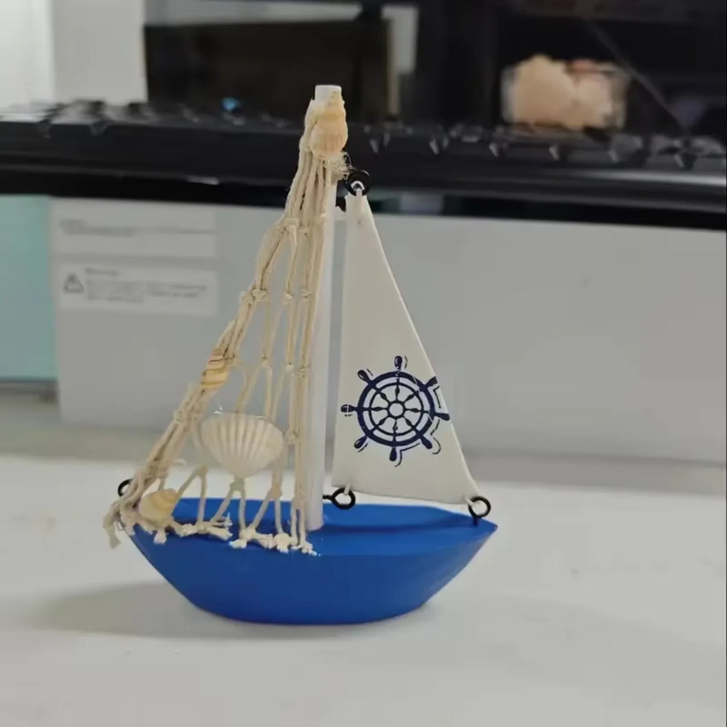 Mediterranean Style Wooden Canvas Boats For Decoration