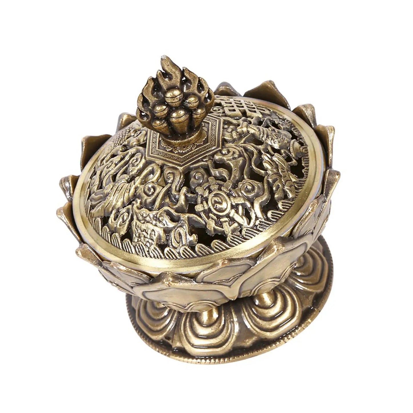 Small Zinc-Bronze Holy Flower Incense Holder - 2 Colors,