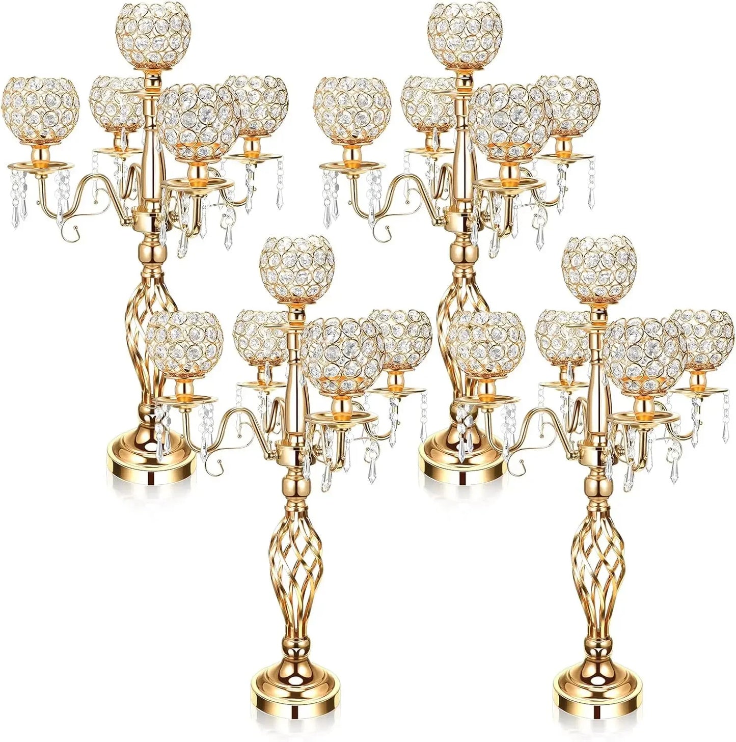 5-arm Crystal Wedding Candle Holder Centerpiece/Silver, Gold