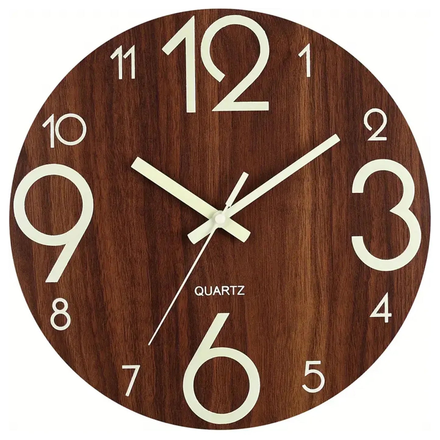 12 Inch Wooden Luminous Silent Wall Clock