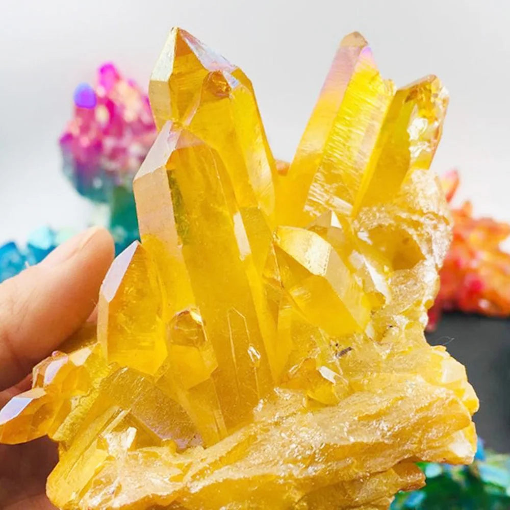 1PC Irregular Natural Quartz Cluster Crystal Gem Yellow