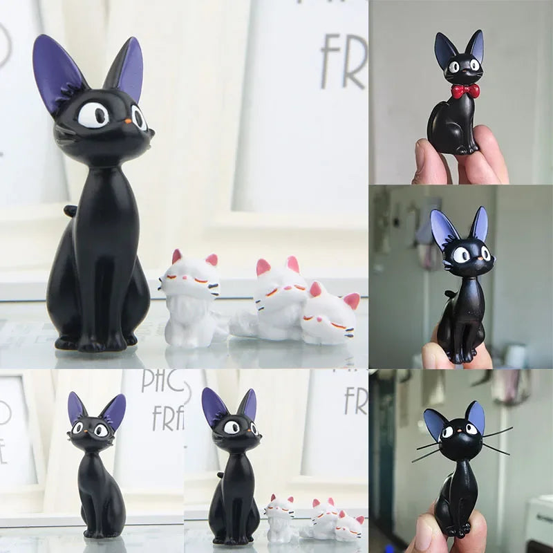 Cartoon Black/ White Cat Figurines Decoration