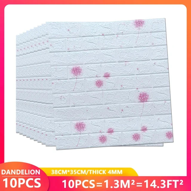 3D Brick Wall Stickers, Self-Adhesive Waterproof Stone