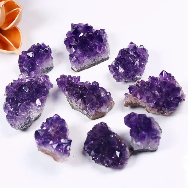 Natural Raw Purple Brazilian Amethyst Quartz Crystal Cluster