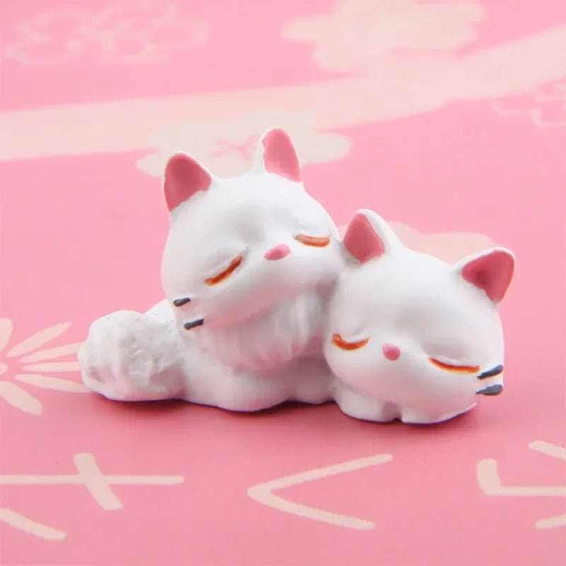 Cartoon Black/ White Cat Figurines Decoration