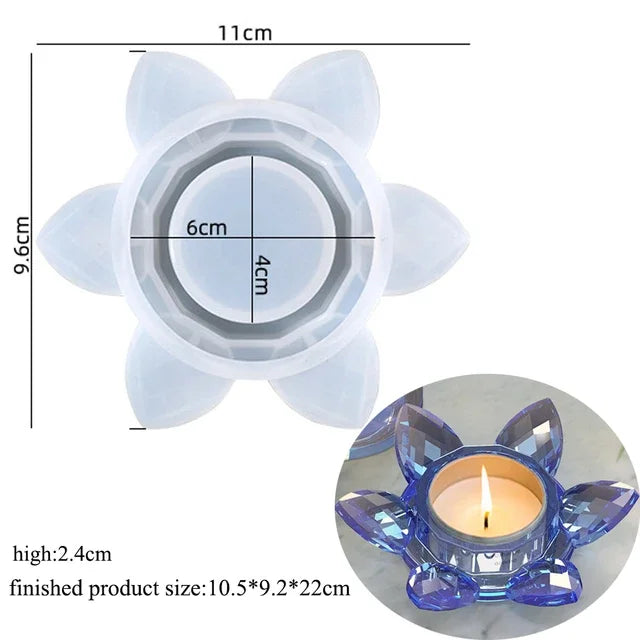 3D Lotus Candle Holder Silicone Mold for DIY Wax, Clay Epoxy Resin Craft