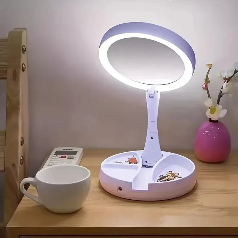 1pc Foldable LED Vanity Mirror/Dual-Sided