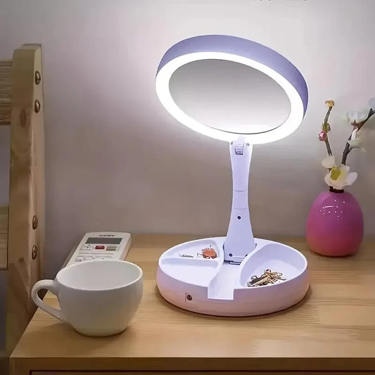 1pc Foldable LED Vanity Mirror/Dual-Sided