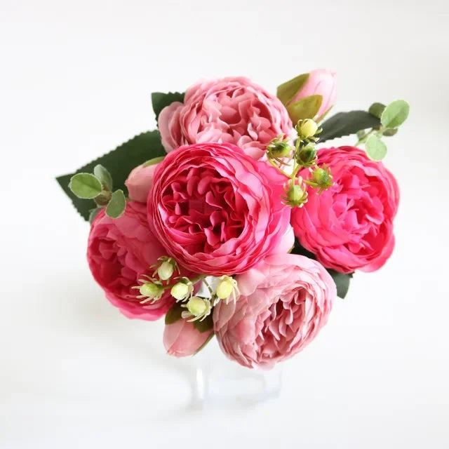 1pcs 30cm Rose Pink Silk Peony Bouquet