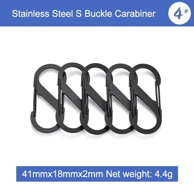 5Pcs S Type Stainless Steel Carabiner