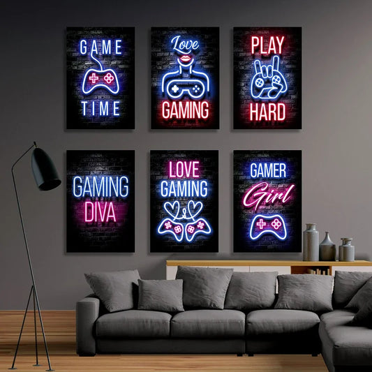 Gamer Quotes Posters Canvas Wall Pictures (Not Neon)