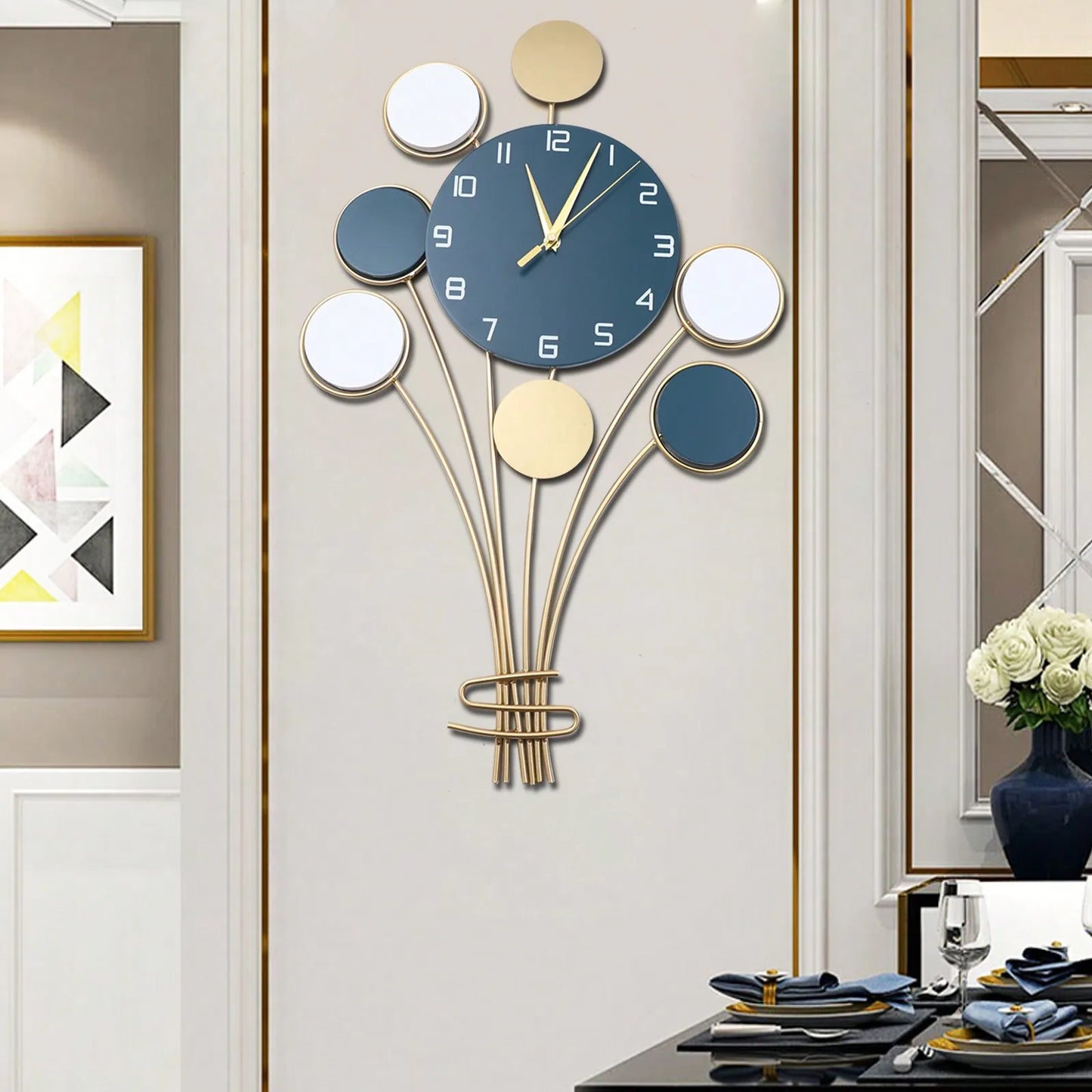 Large Hot Air Balloon Style Wall Clock, Battery Operated Silent