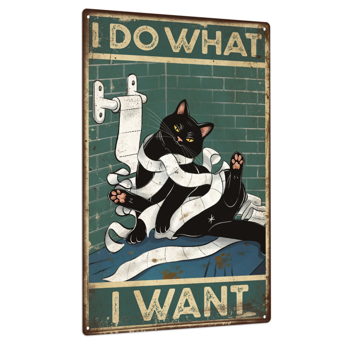 Putuo Decor Black Cat Tin Sign, Poster Wall Sign