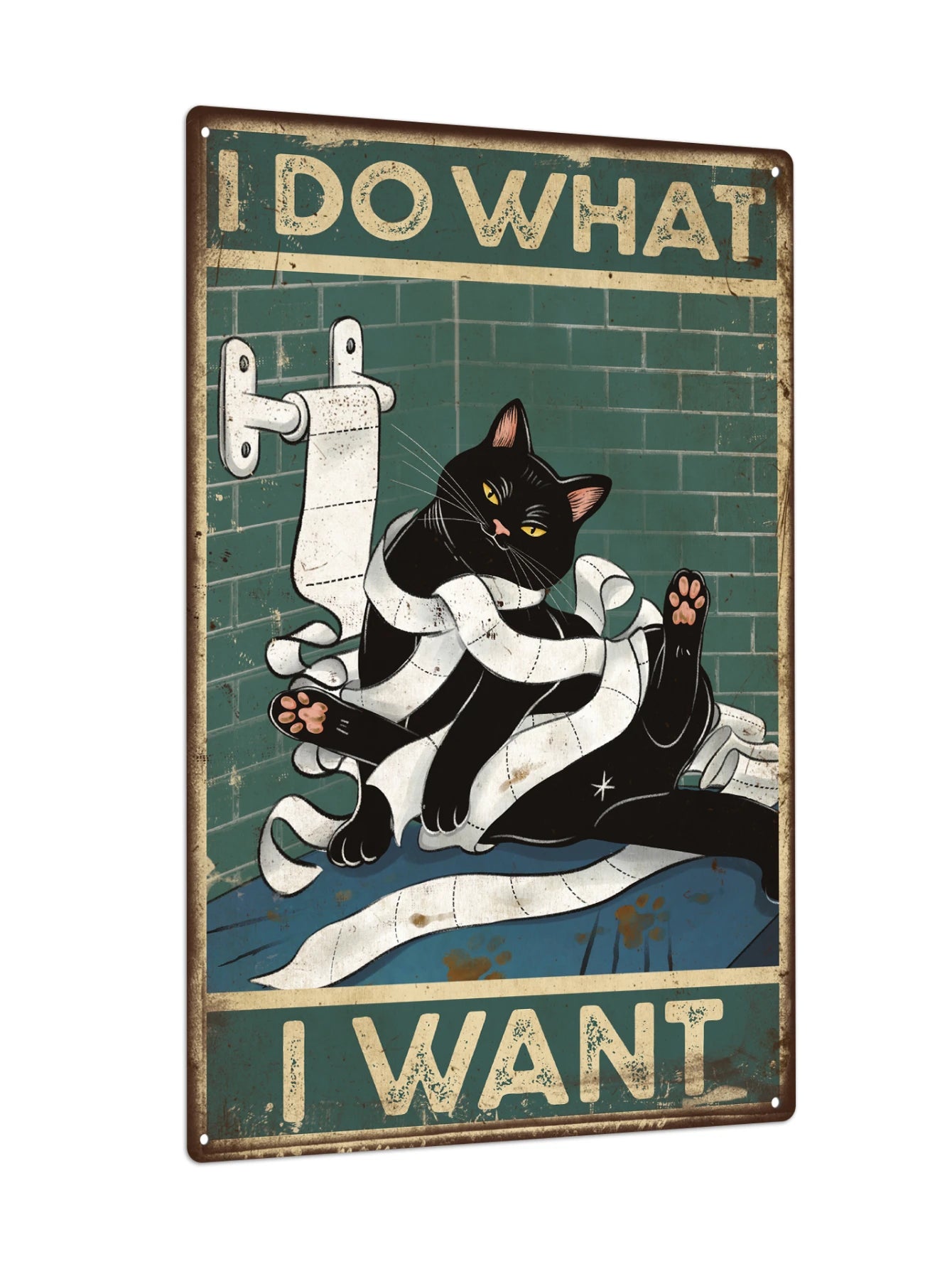 Putuo Decor Black Cat Tin Sign, Poster Wall Sign