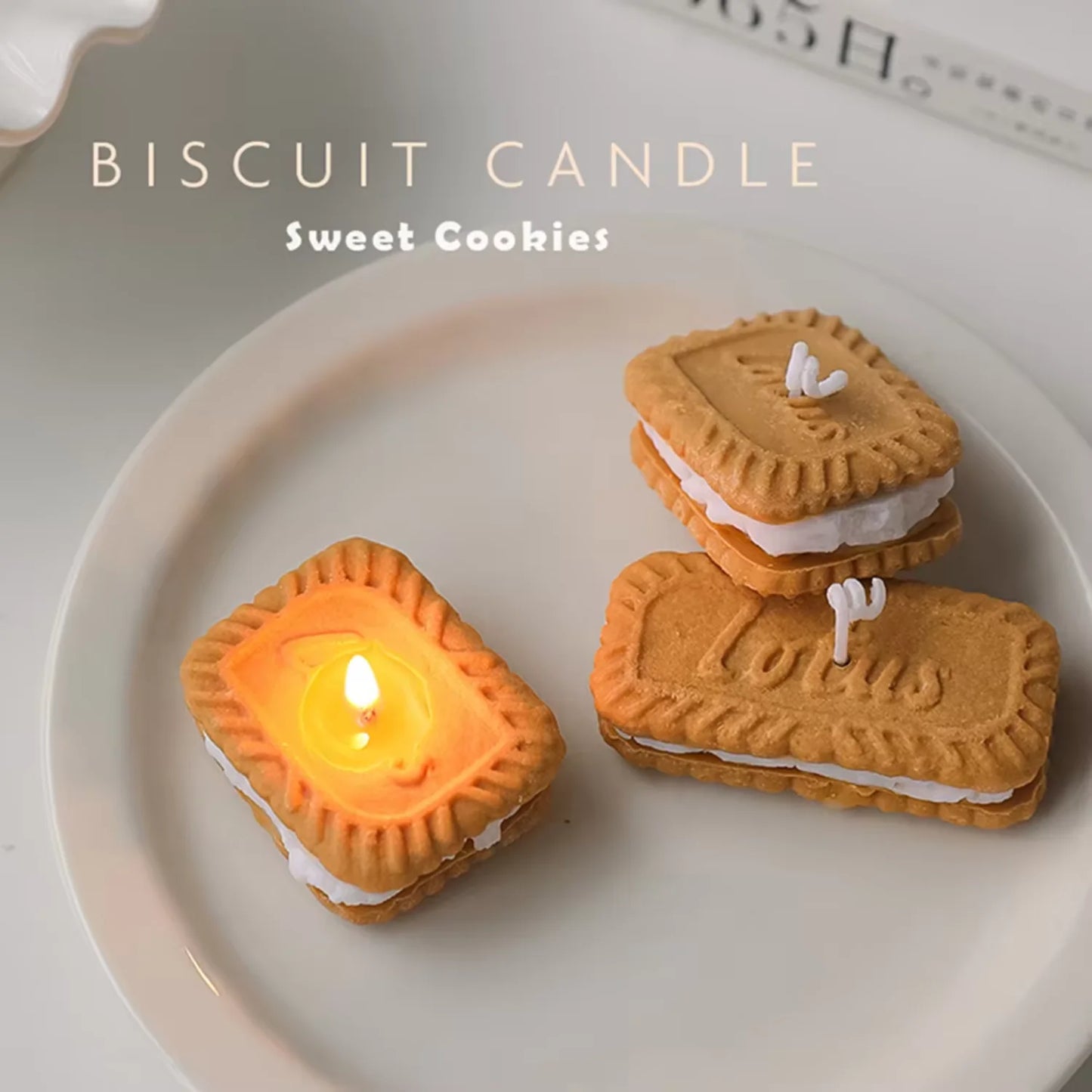 Biscuit Shaped Lotus Coffee and milk Scented Soy Candle