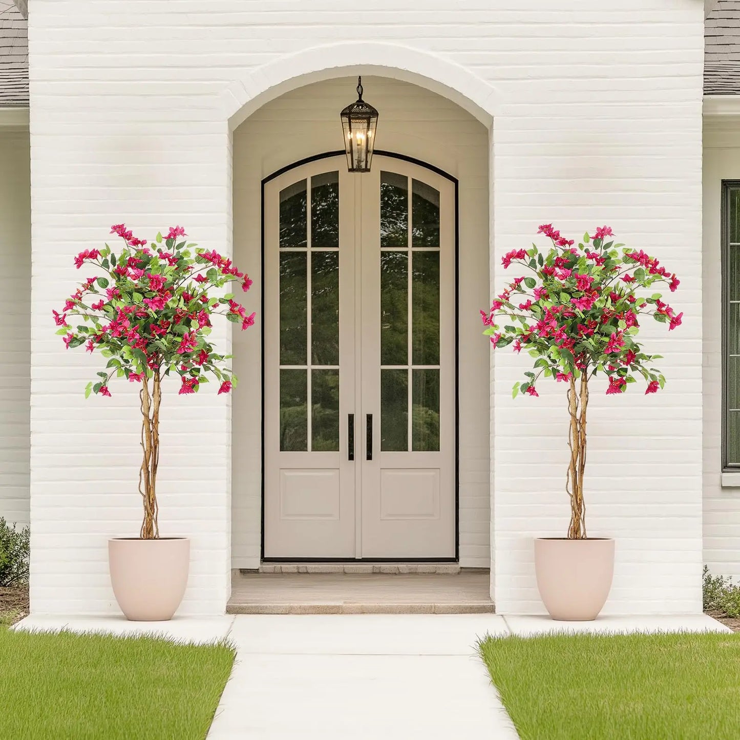 Artificial Indoor Bougainvillea Tree w/White Pot