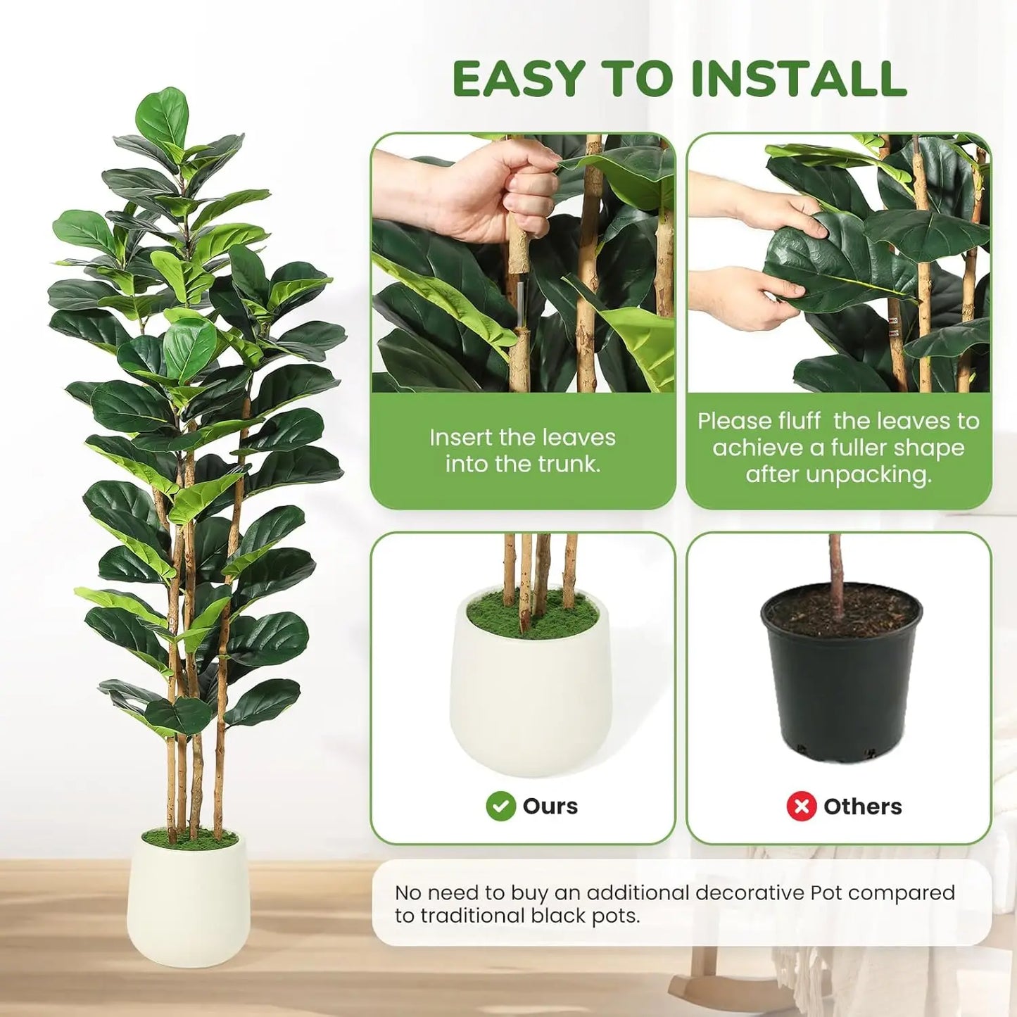 Artificial Fiddle Leaf Fig Tree with Pot