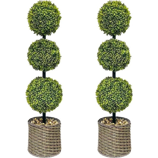 Faux Boxwood Topiary Ball Tree Ornamental in All Seasons