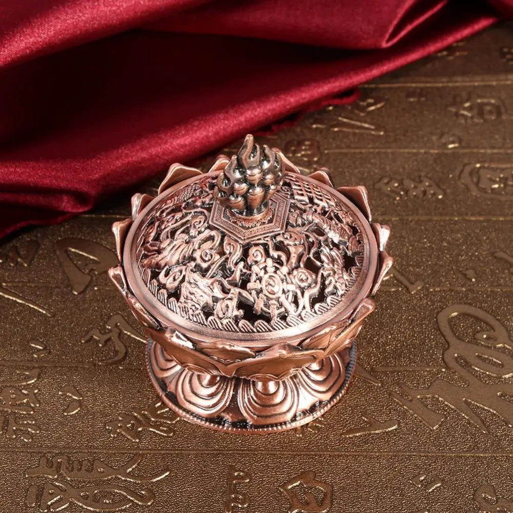 Small Zinc-Bronze Holy Flower Incense Holder - 2 Colors,