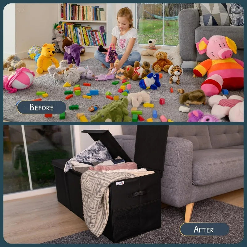 Extra Large Storage Box with Lid - Sturdy, Collapsible