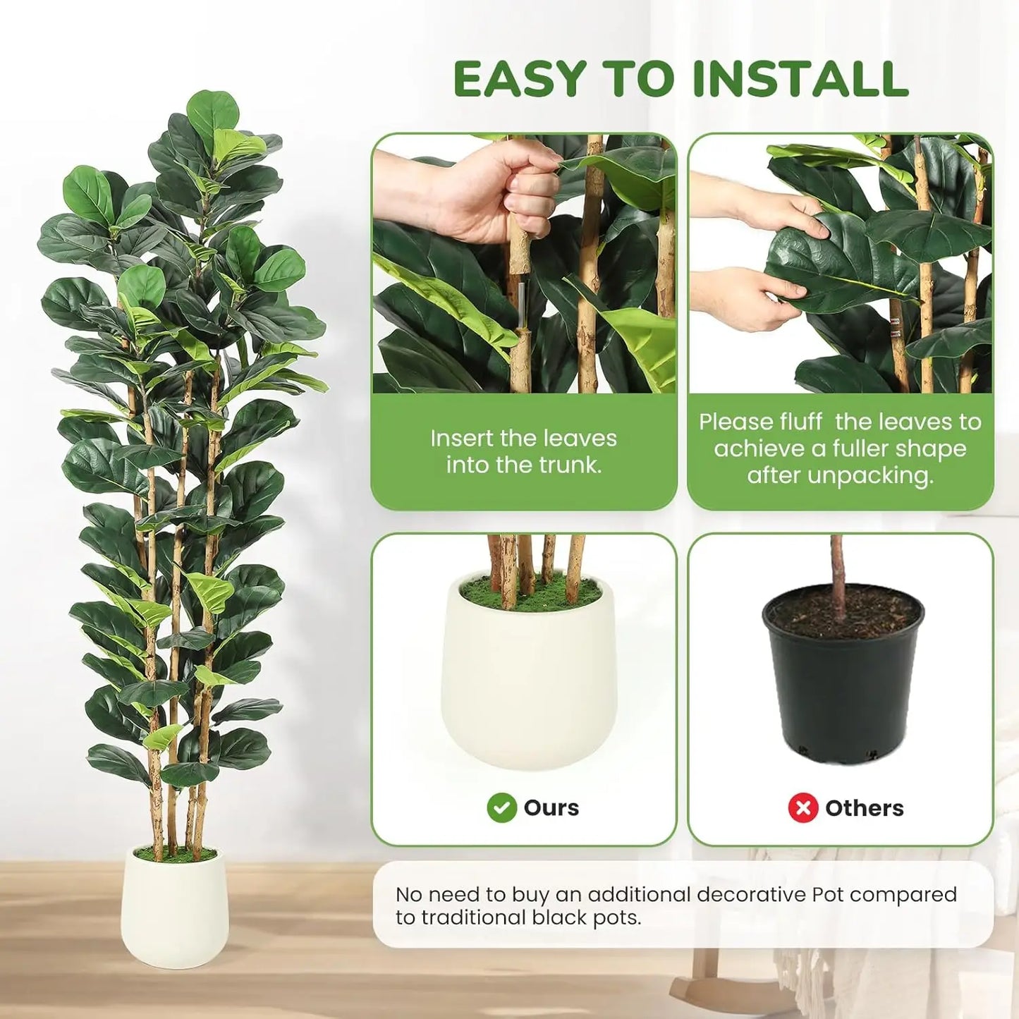 Artificial Fiddle Leaf Fig Tree with Pot