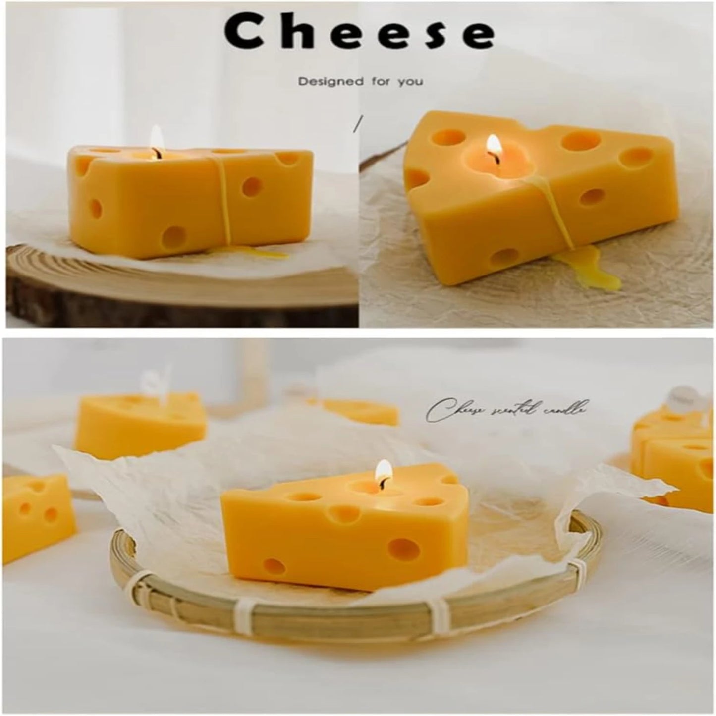 2-Pack Cheese Shaped Scented Soy Wax Candle