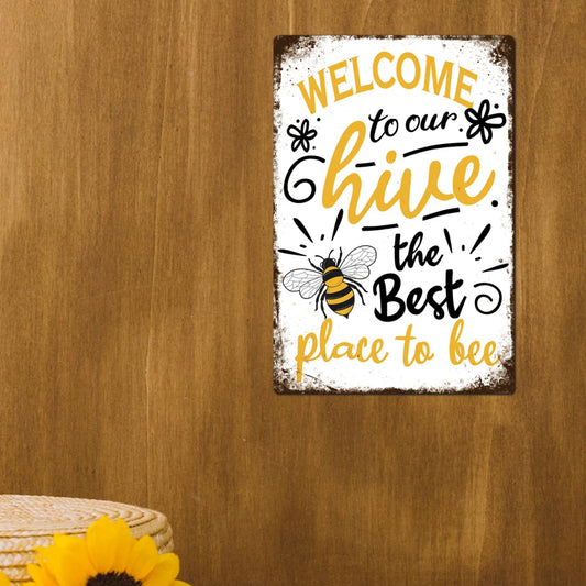 Welcome Metal Signs, Tin Plaque Retro Bee Decoration