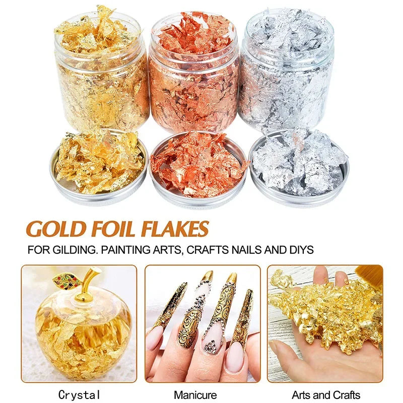 Gold Sliver Copper Foil Sequins Glitter Craft Leaf Flake