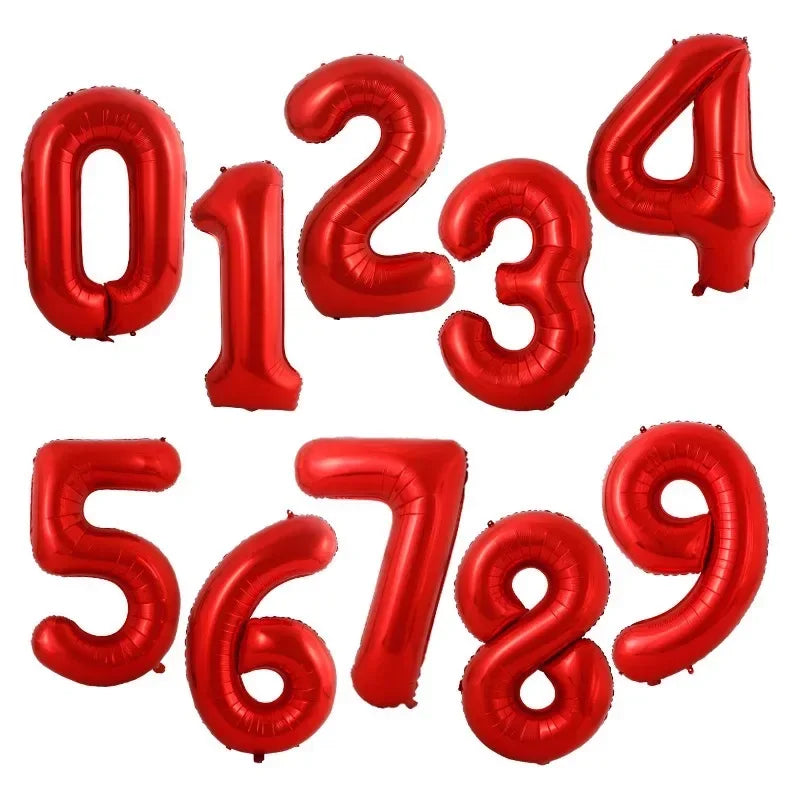 40" Gradient Rose, Red, Gold, Silver, Big Number Foil Balloons