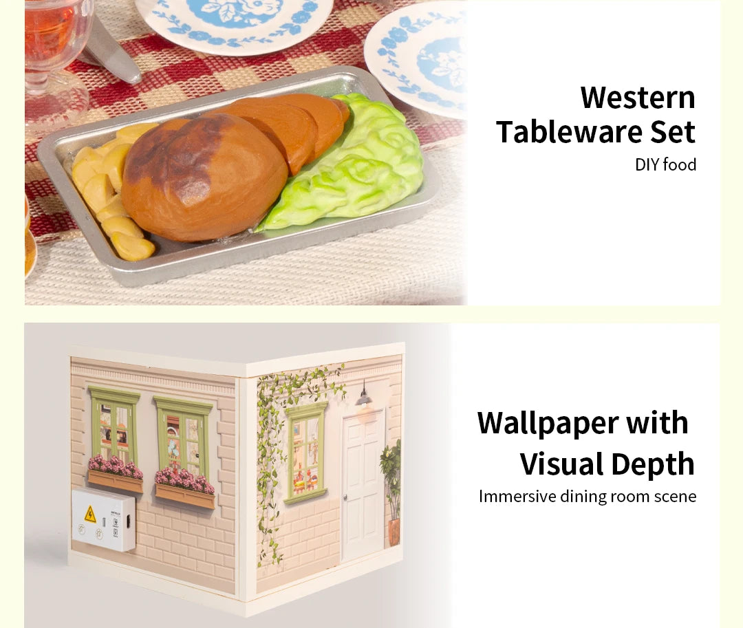 Miniature Dollhouse Kit  with LED