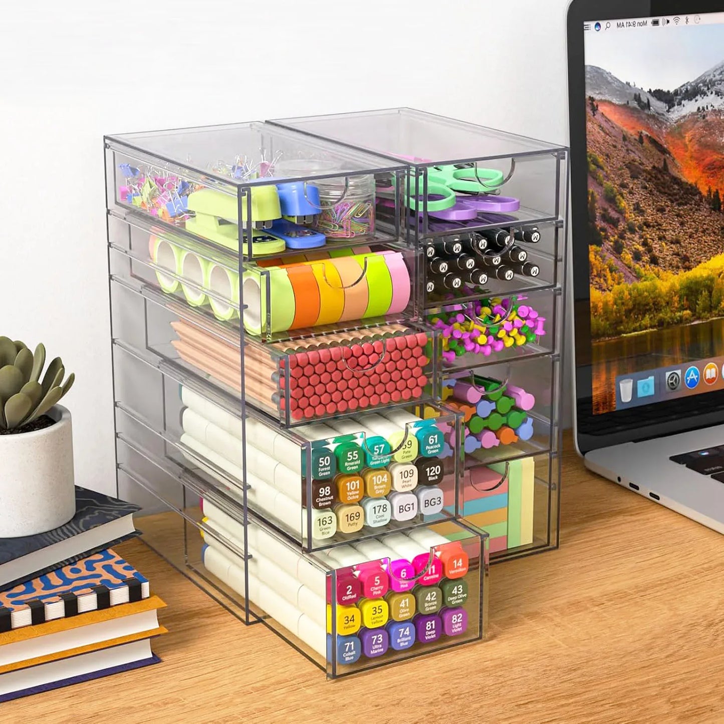 Acrylic Organizer with 5 or 6 Drawers Desk Top Storage