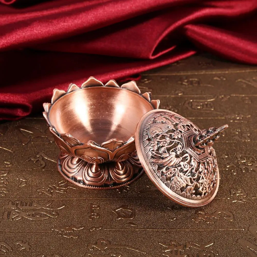 Small Zinc-Bronze Holy Flower Incense Holder - 2 Colors,