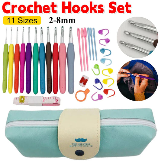 Colorful Aluminum Crochet Hooks Kit with Storage Bag