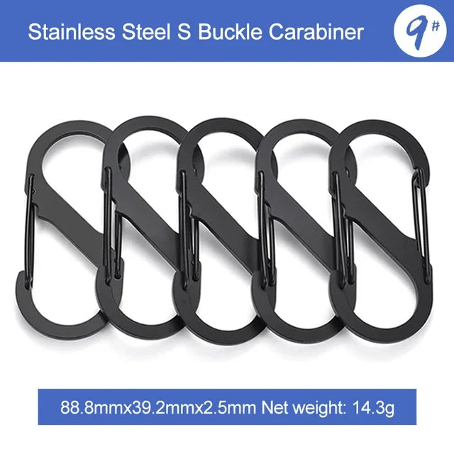 5Pcs S Type Stainless Steel Carabiner