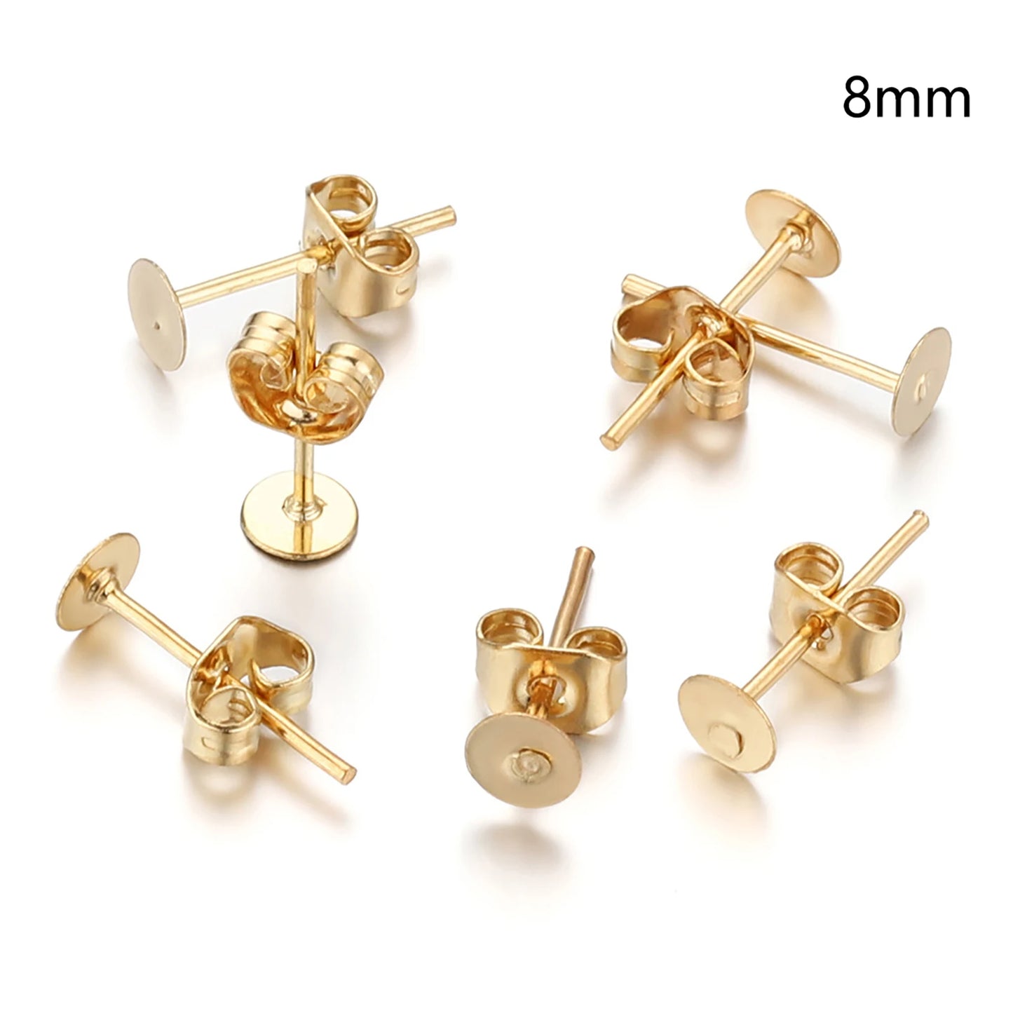 Blank Post Earring Studs with Earring Back/Flat Stones