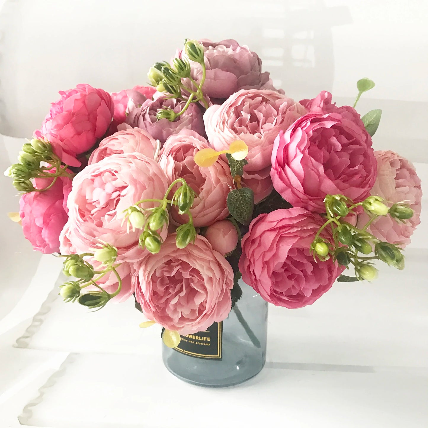 30cm Rose Pink Silk Peony Artificial Flowers Bouquet