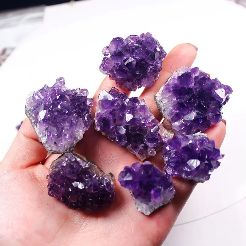 Natural Raw Purple Brazilian Amethyst Quartz Crystal Cluster