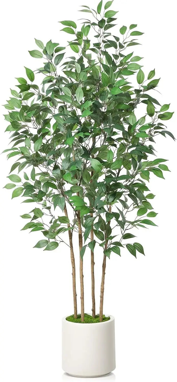 Ficus Artificial Tree 6ft Fake Silk Plant for Home Decor