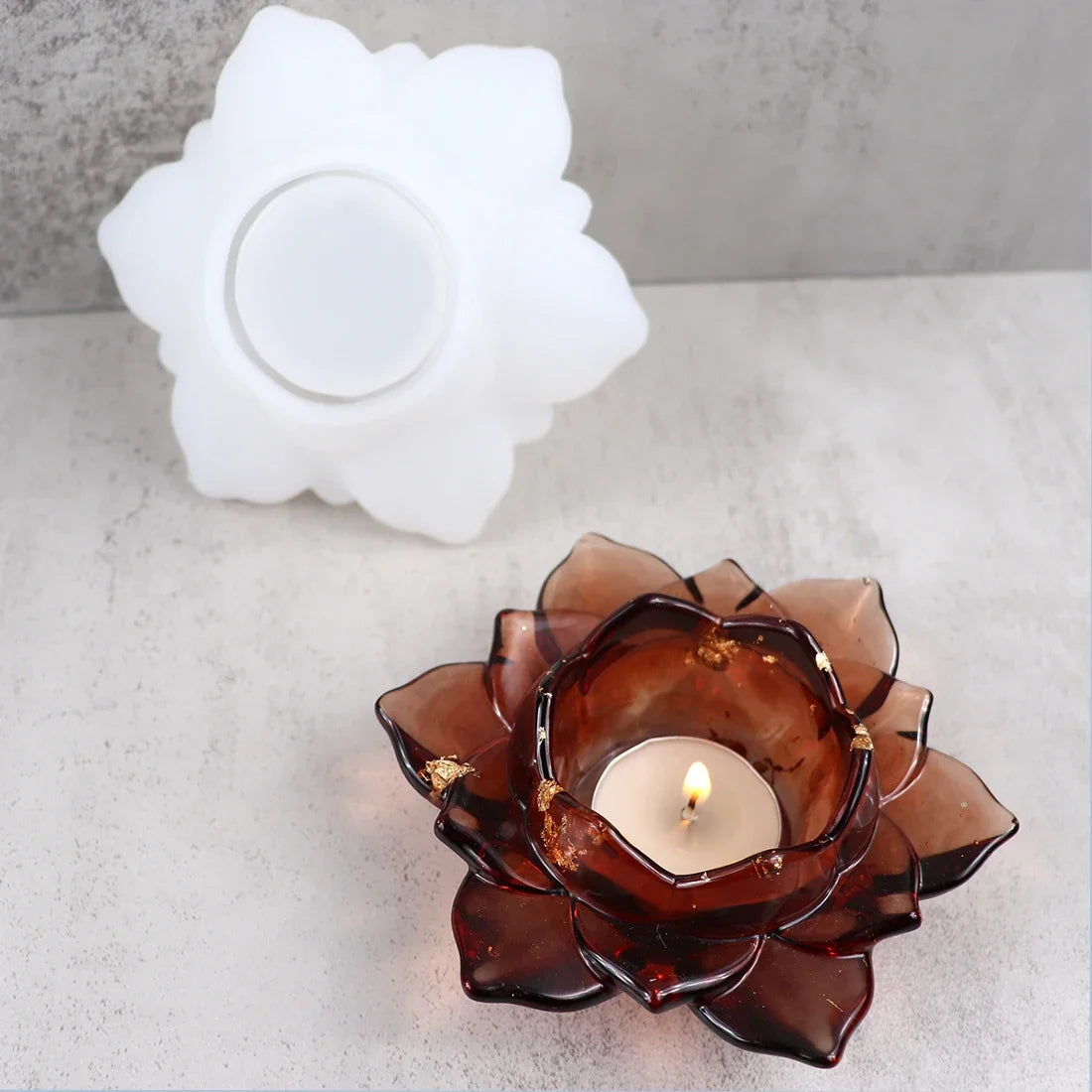 3D Lotus Candle Holder Silicone Mold for DIY Wax, Clay Epoxy Resin Craft