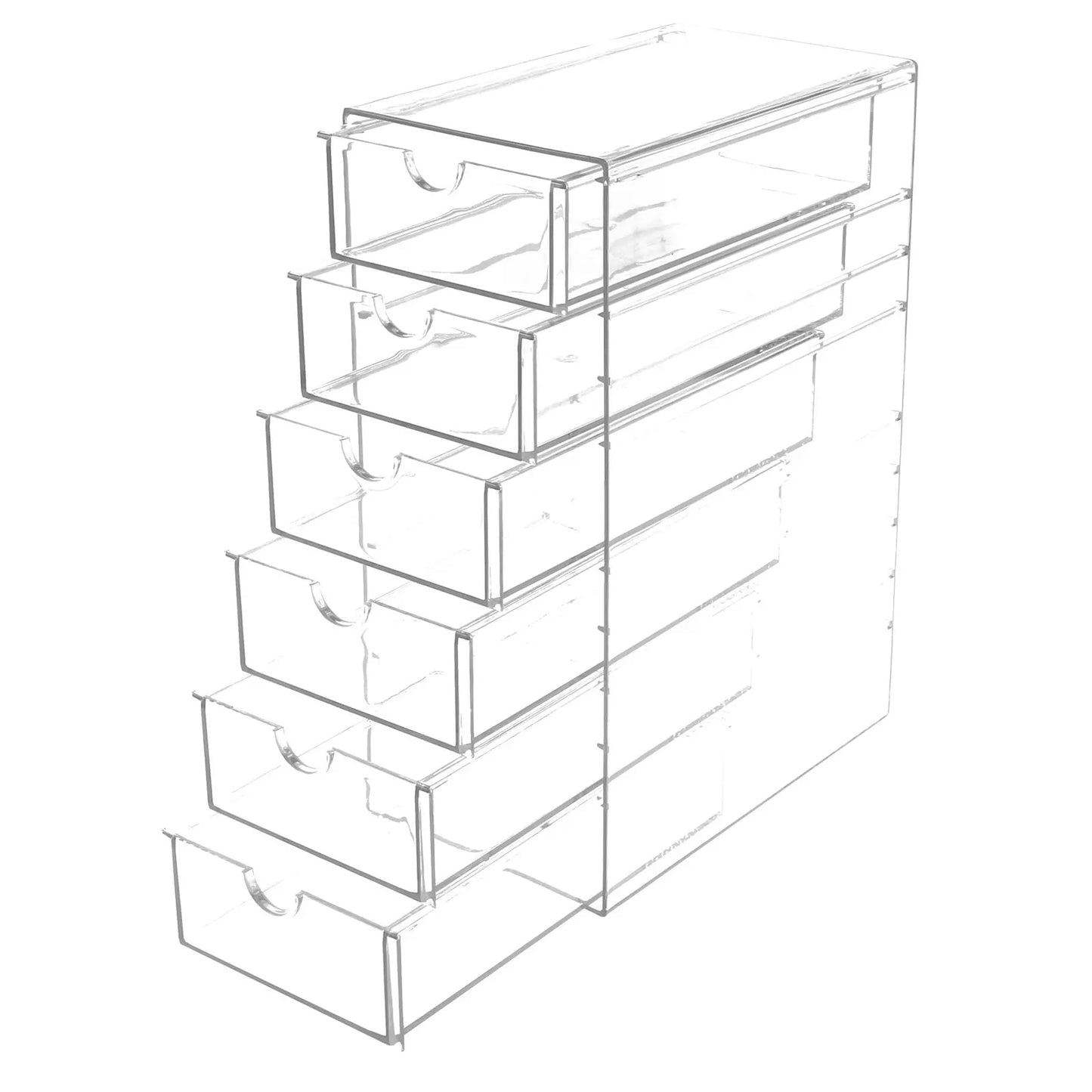 Acrylic Organizer with 5 or 6 Drawers Desk Top Storage