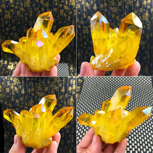 1PC Irregular Natural Quartz Cluster Crystal Gem Yellow