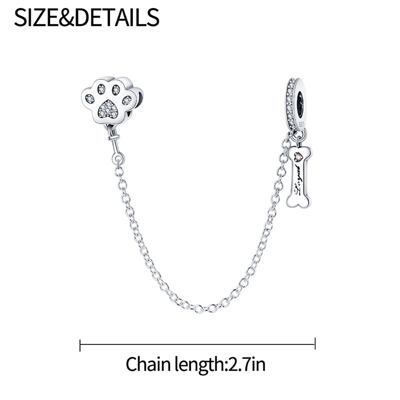 925 Sterling Safety Chain  Fit Pandora Bracelets