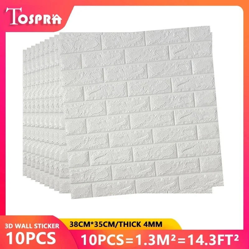 3D Brick Wall Stickers, Self-Adhesive Waterproof Stone