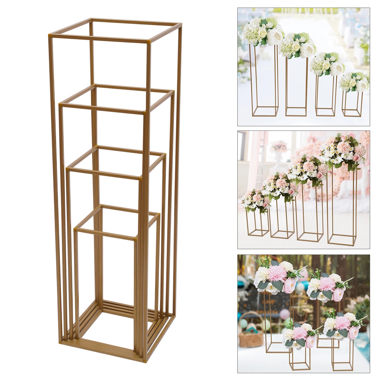 4Pcs Tall Gold Wedding/Home Backdrop Flower Vase Stand