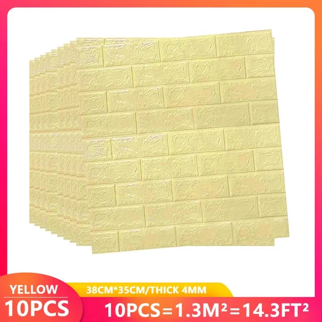 3D Brick Wall Stickers, Self-Adhesive Waterproof Stone