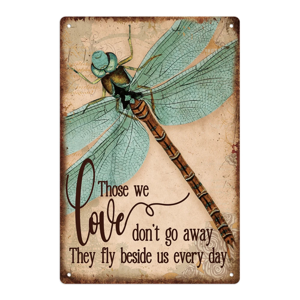 Dragonfly Metal Signs, Vintage Motivational Quote Tin Plaque