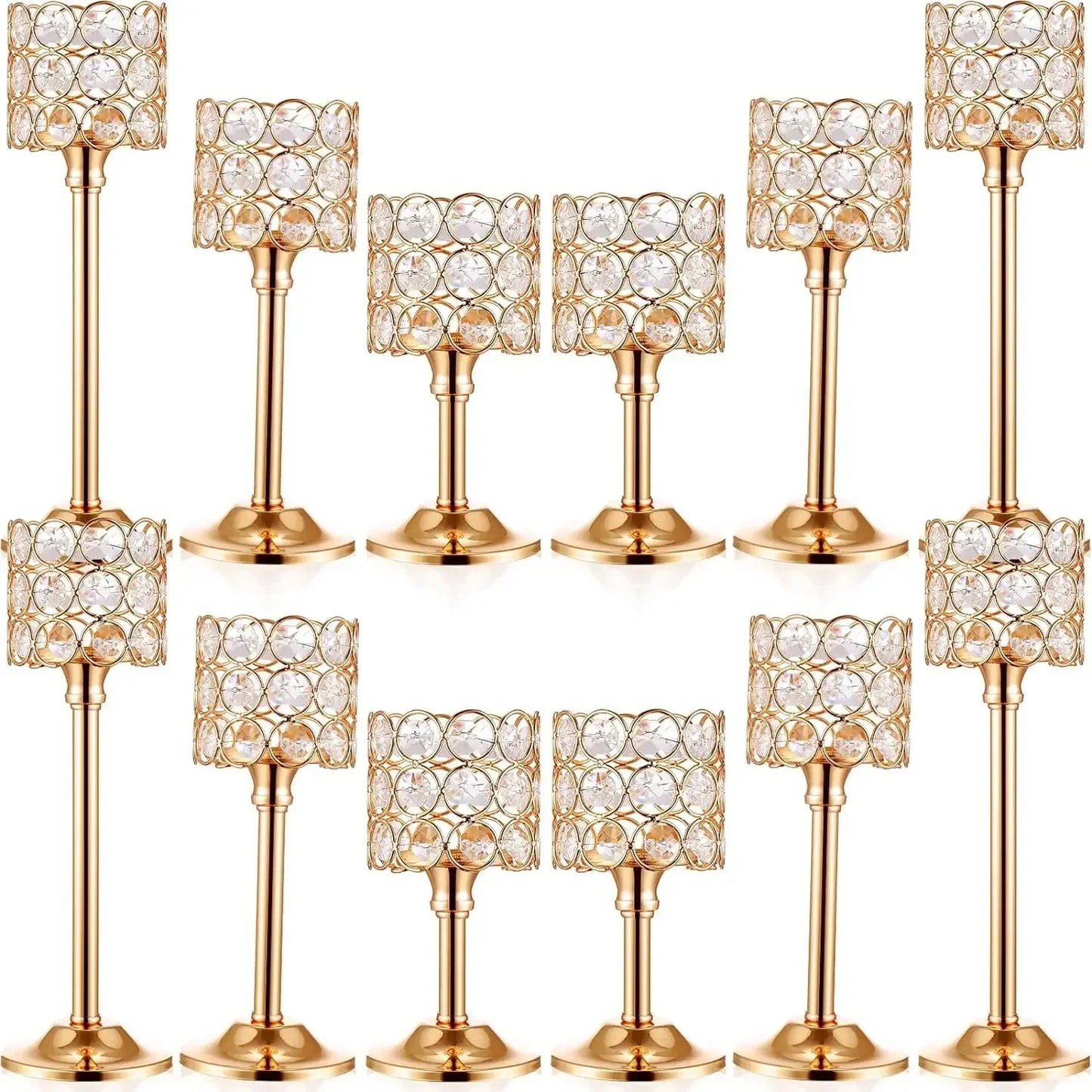 Crystal Candle Holder Set 12 Piece Candlesticks for Centerpiece